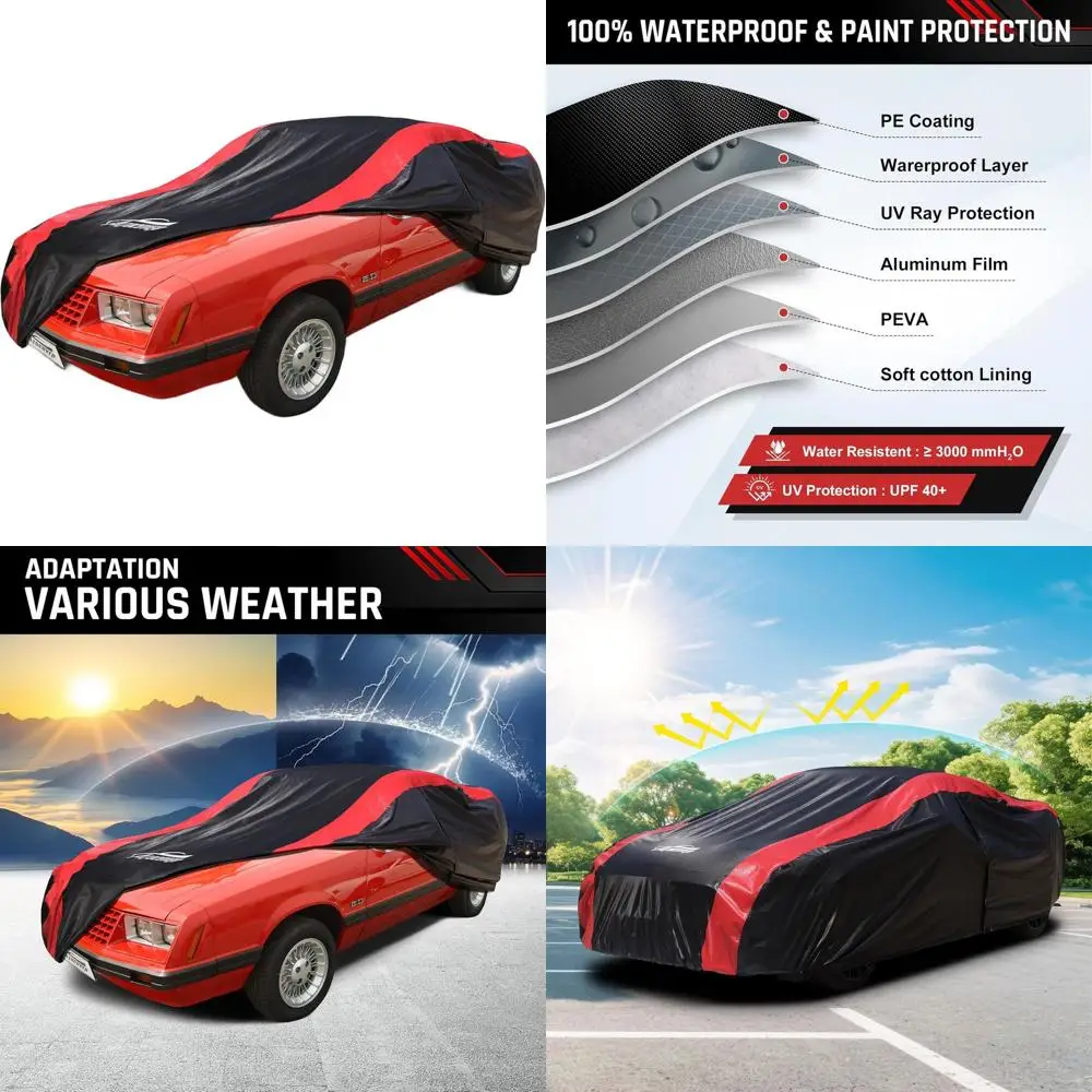 

Индивидуальный чехол для автомобиля Ford Mustang Coupe 1974-1993 годов, водонепроницаемый, всепогодная защита с хлопковой подкладкой