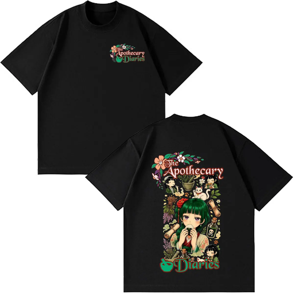 Anime The Apothecary Diaries Maomao Print T Shirt Men Women Fashion T-shirt Short Sleeves Oversized Cotton T-shirts Streetwear