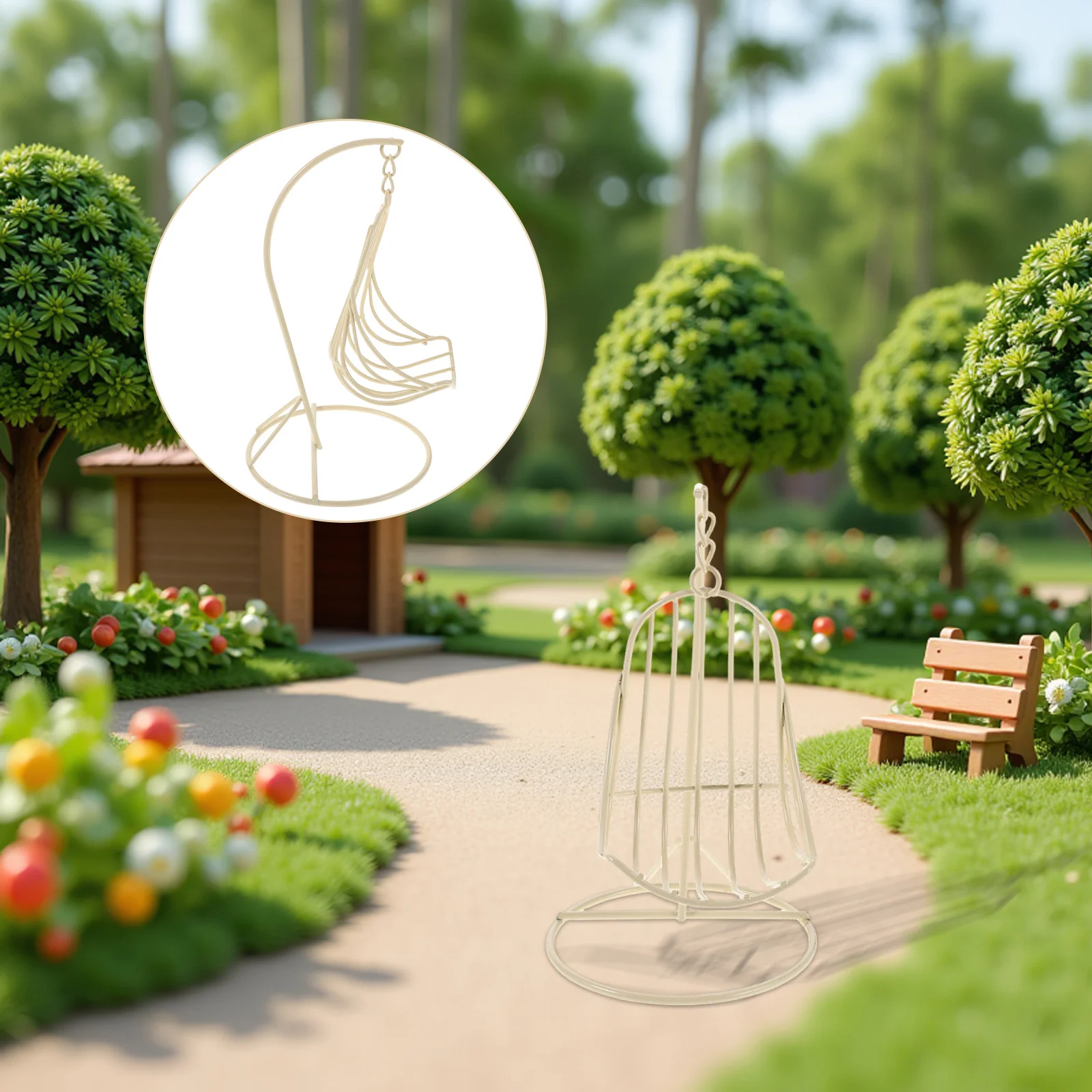 

2 шт., мини-подвесная корзина, стул, прочный металлический кукольный домик, аксессуары, маленькая мебель, украшение для рабочего стола, DIY пейзажный реквизит