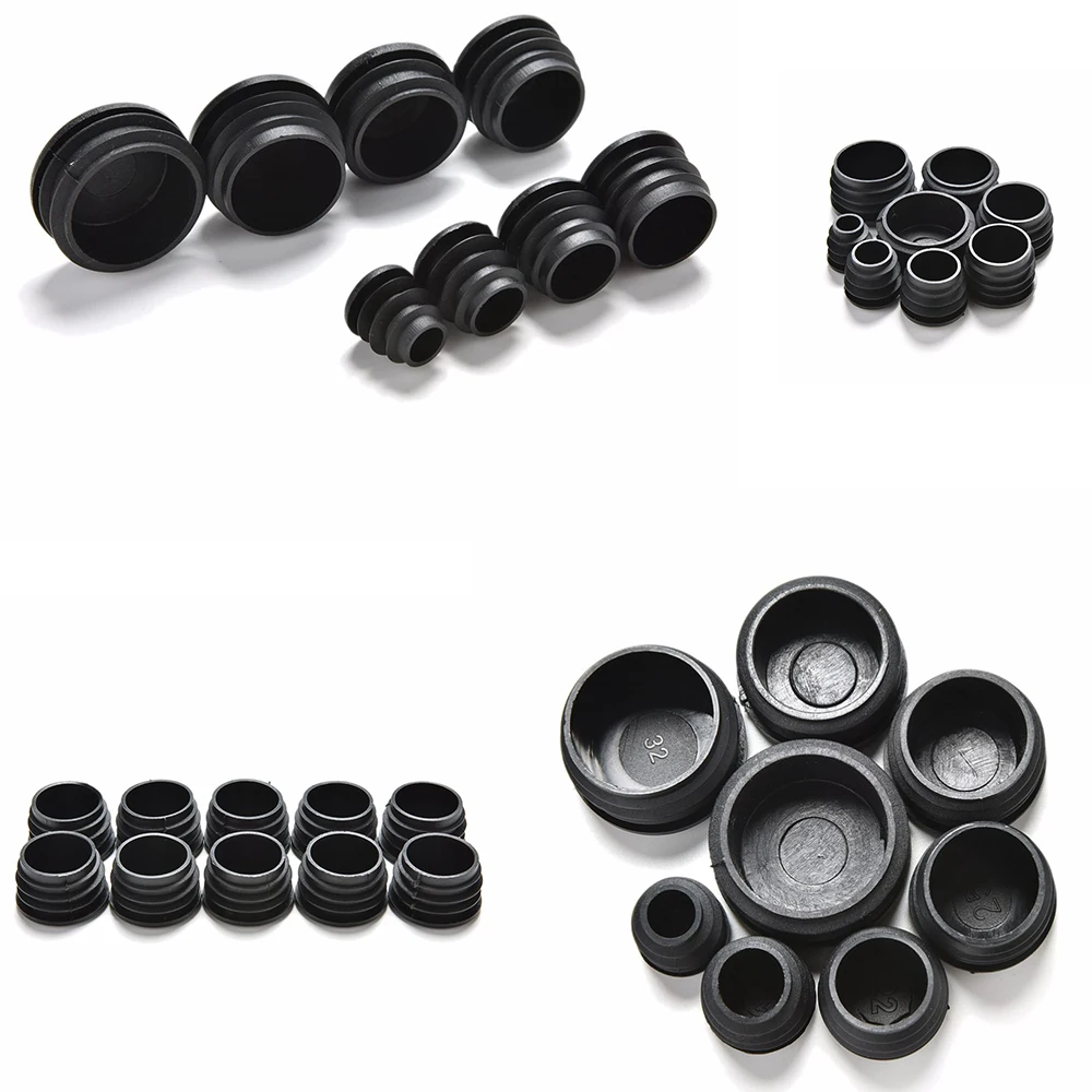 가구 다리 플러그 블랭킹 엔드 캡, 라운드 파이프 튜브 직경 16mm, 19mm, 22mm, 25mm, 28mm, 30mm, 32mm, 35mm, 로트당 10 개