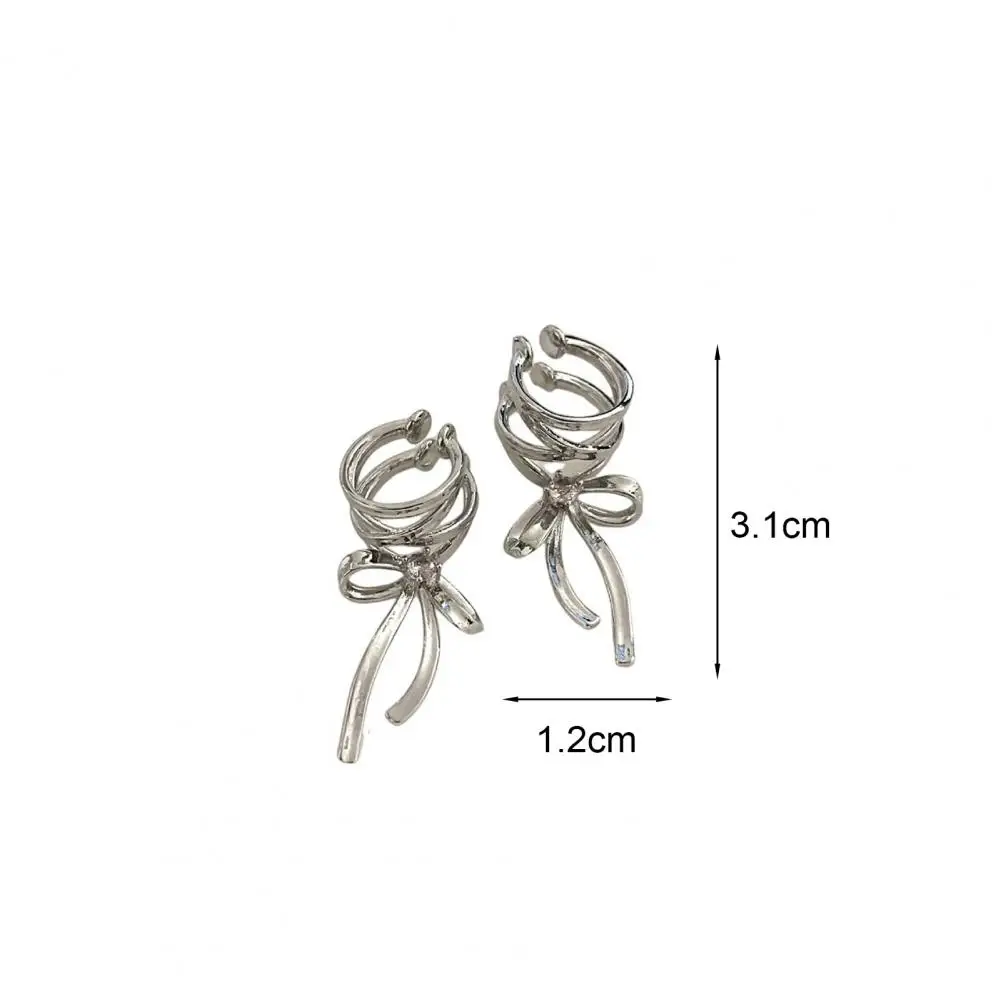 Girls New Ribbon Aesthetics Ear Clips Ballet Style Ribbon Bow-knot Ear Cuff Korean Fashion Party Kpop Earring Women Jewelry