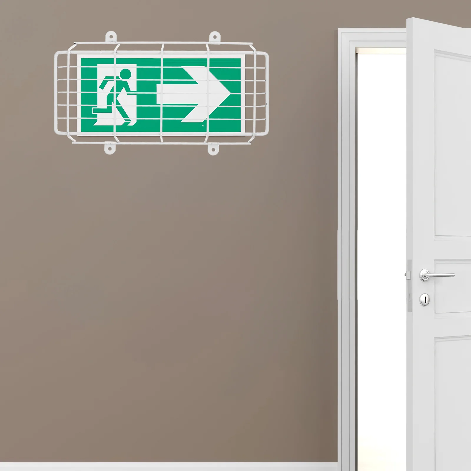 非常灯保護ケージガード金属カバー耐久性のある鉄素材溶接メッシュ適切な家庭用出口標識避難指示器