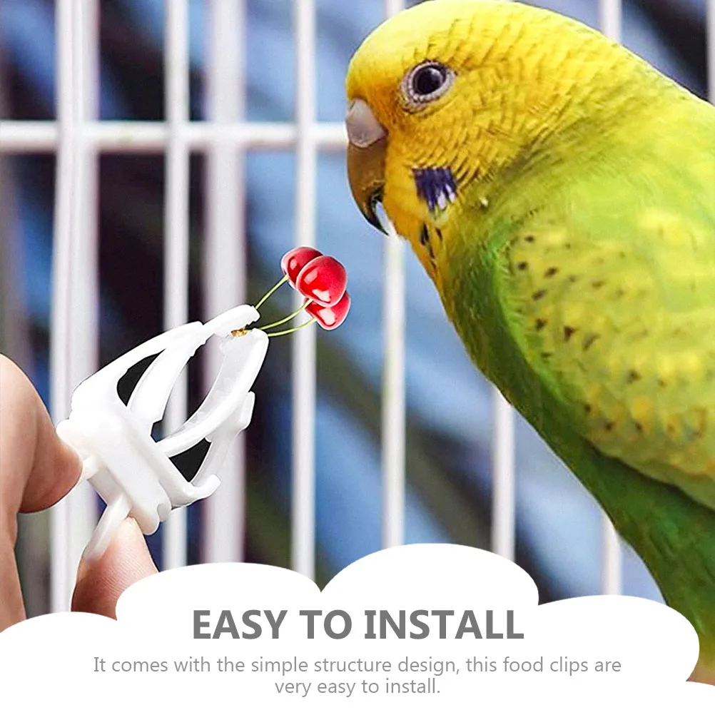 

6pcs Bird Cage Feeder Plastic Metal Bird Vegetable Fruit Holder Parrot Food Clips Easy Install Lightweight Durable Cage Clamp