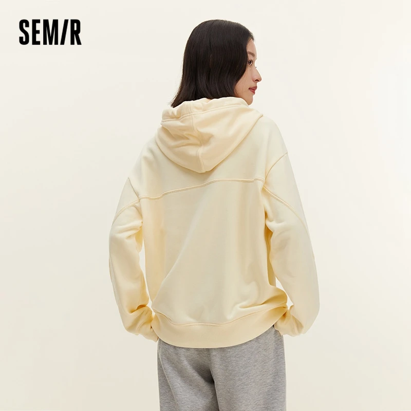 Semir Sweatshirt Women Letter Hoodie Casual Versatile Trend 2023 Spring Loose Print Bottom Hoodie Personalized Fashion