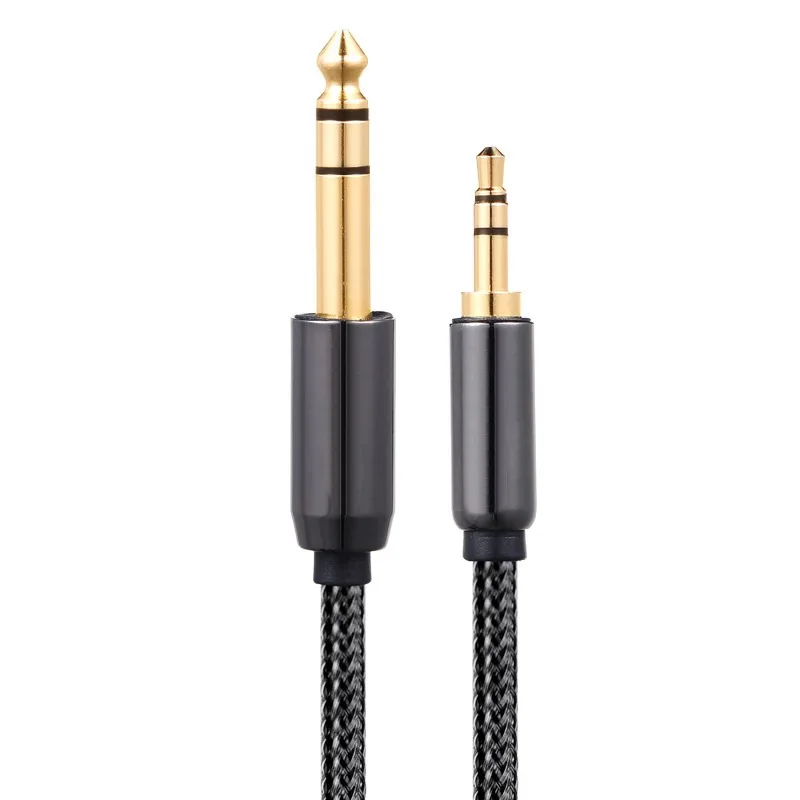 3.5mm do 6.35mm Adapter przewód Aux do mikserów wzmacniacz gitarowy MP3 głośnik pozłacany 3.5 Jack do 6.5 Jack męski kabel Audio TRS