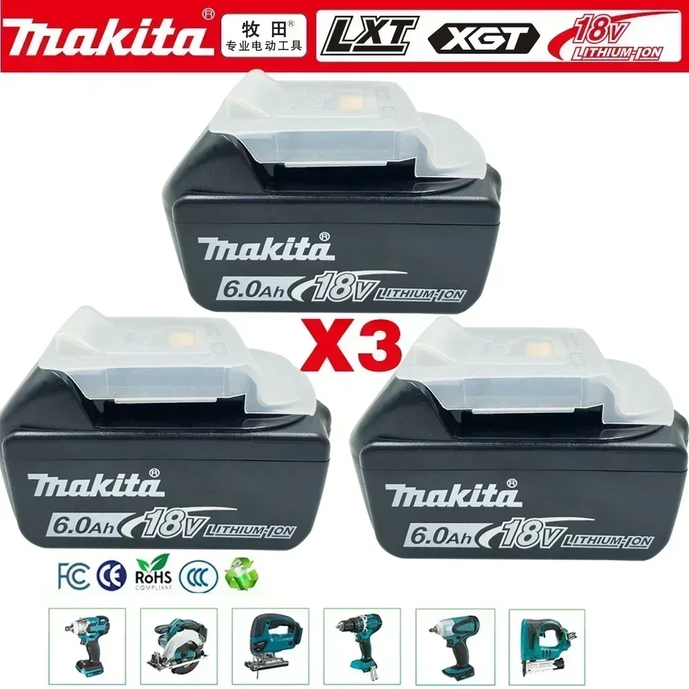 100% Original makita 18v battery 6.0 Ah Rechargeable Power Tool makita 18 v Battery, Replaceable LED Lithium-ion, BL1860B
