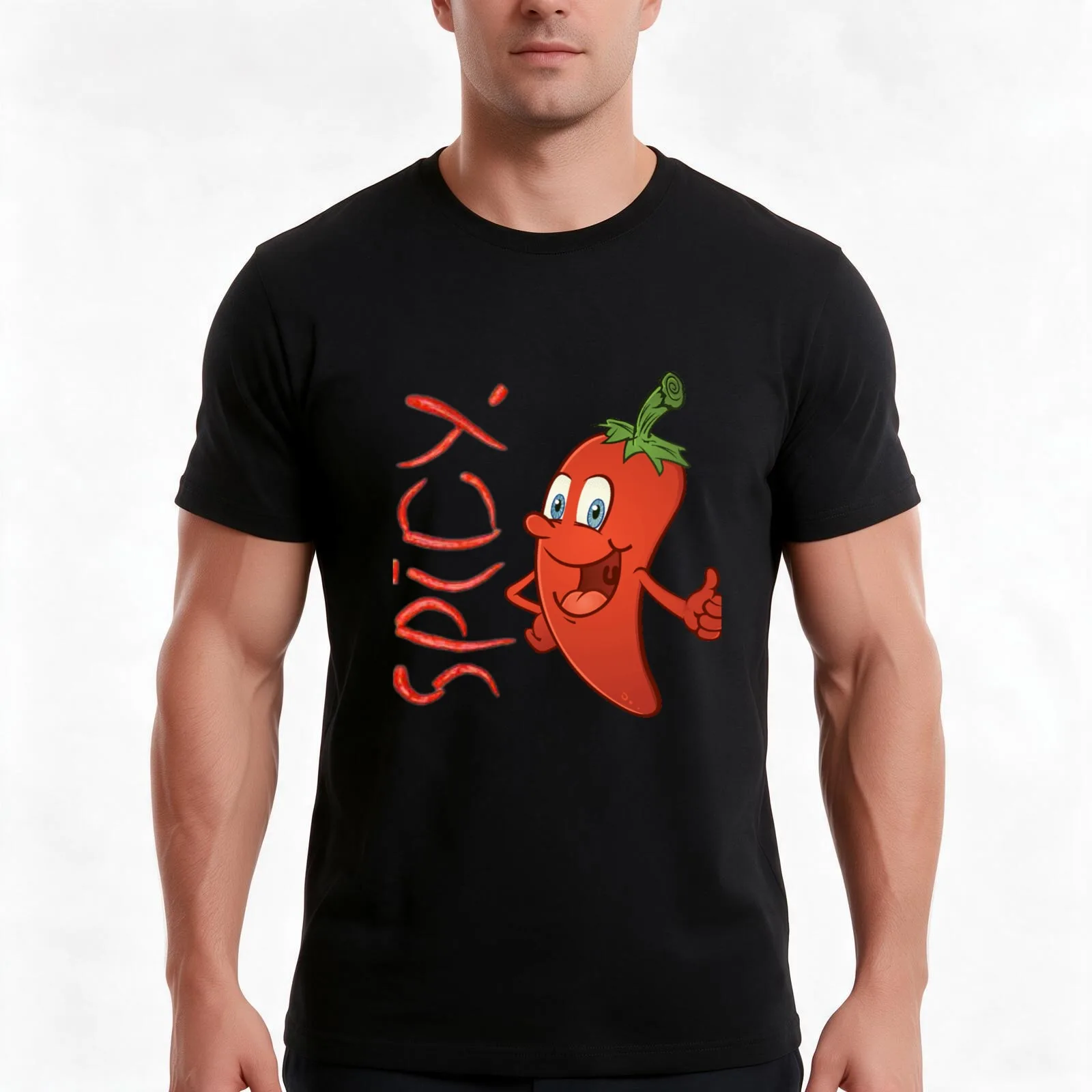 Cute but spicyfunny cute illustration mexican chilli man T-Shirt, Summer Casual Cotton Tee, Oversized Streetwear Tops