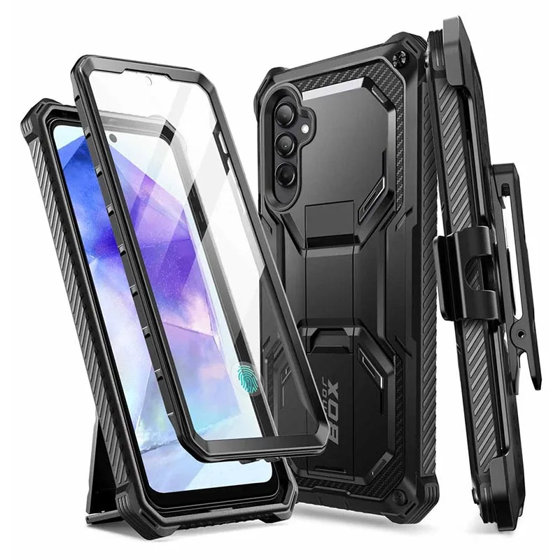 I-BLASON For Samsung Galaxy A55 Case 5G Armorbox Full-Body Rugged Bumper Case with Built-in Screen Protector with Kickstand