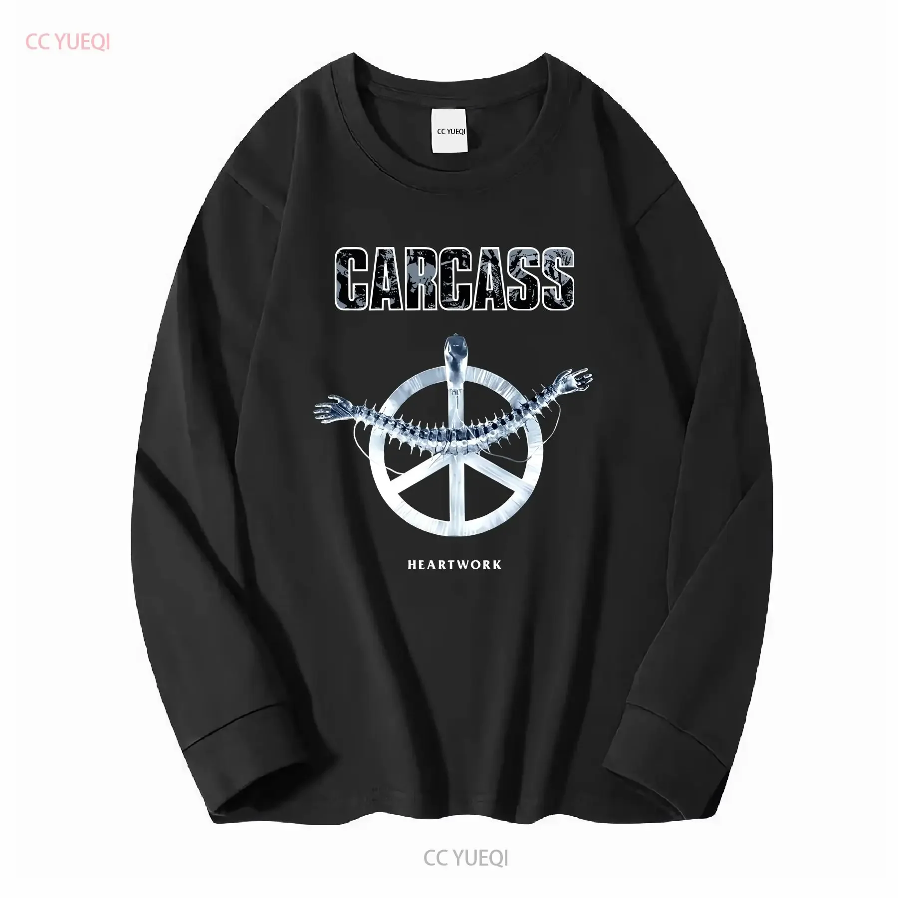 الذبيحة القلب تي شيرت أسود الموربيد الملاك نابالم الموت نعي طويلة أو قصيرة الأكمام خمر غسلها عادية امتدت للجنسين #3
