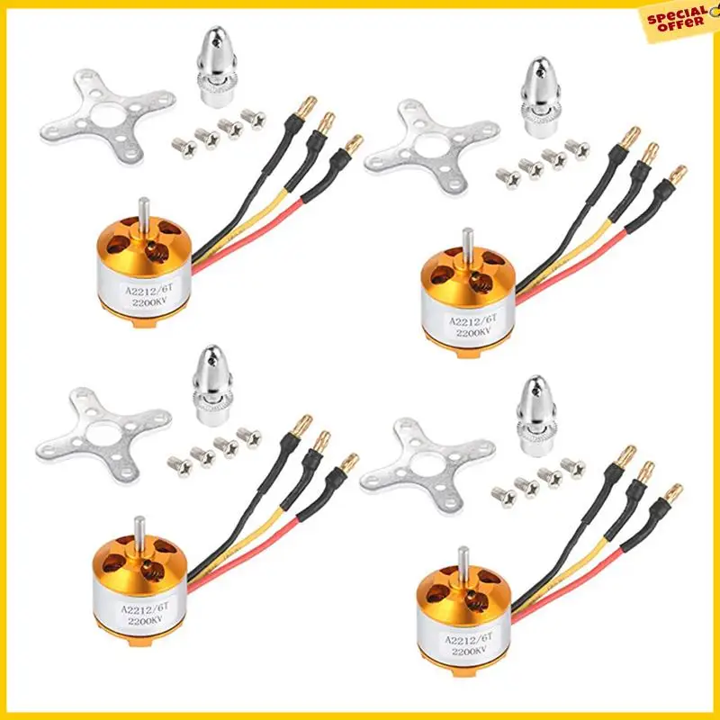 A25P 4 Pcs 2212 2200KV Brushless Motor With Mounts 6T For DIY RC Aircraft Plane Multi-Copter Quadcopter Drone Parts