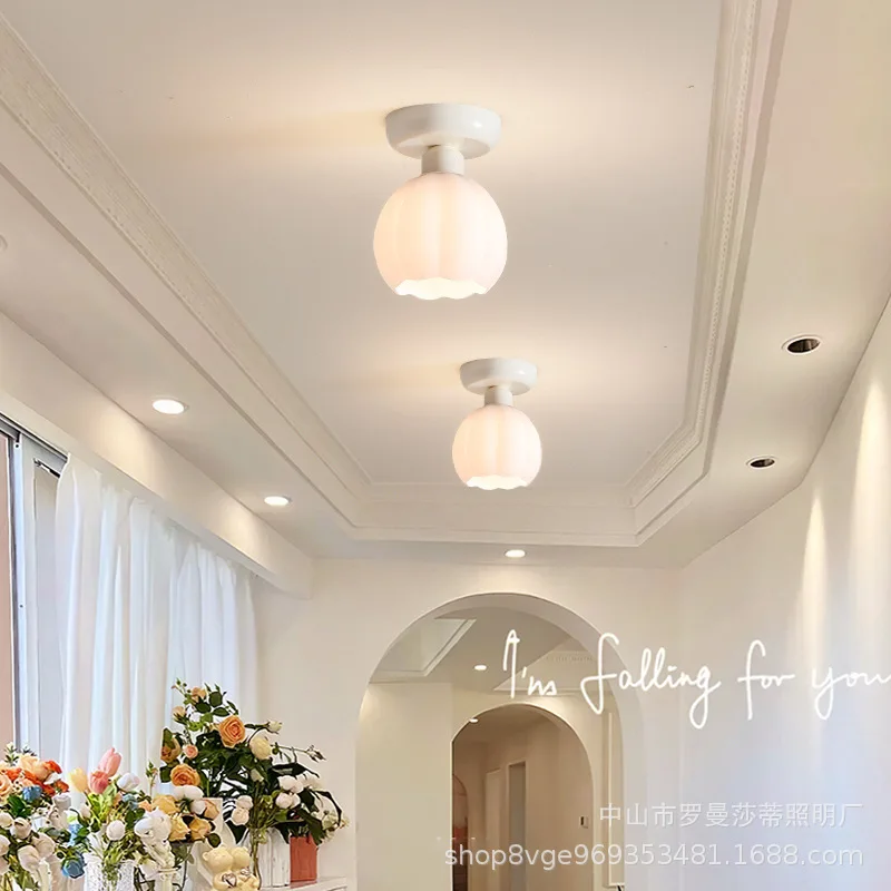 

Aisle Light White French Cream Silent Wind Balcony Ceiling Lamp Pole Bed & Breakfast Entrance Door Lamps