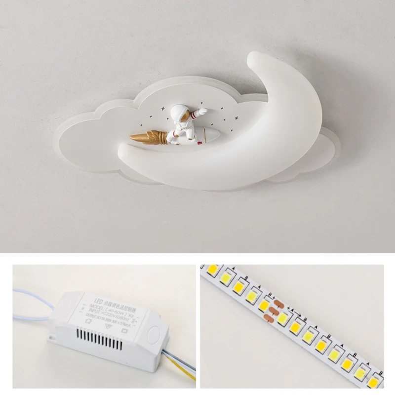 현대 어린이 방 천장 조명, LED 구름 비행기 우주 비행사 조명, 따뜻한 로맨틱 어린 소년 소녀 침실 천장 램프