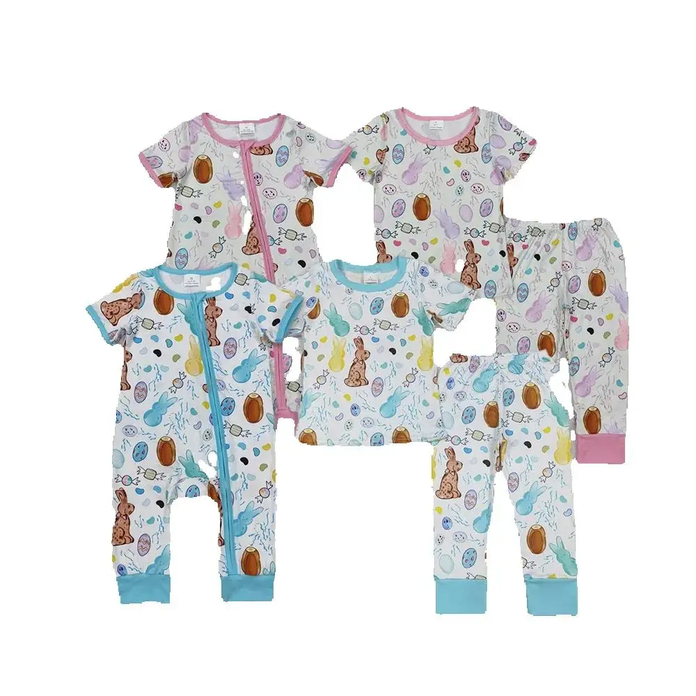 

Baby Boys Easter Themed Rabbit And Print Sleepwear Set Comfortable Cotton Pajamas with Shirt And Pants for Spring Celebrations