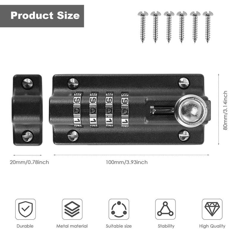 Wachtwoord Slot Bout Metalen Deur Klink Anti-Diefstal Veiligheidscombinatie Cijferige Hangslot Buiten Houten Poort Hardware