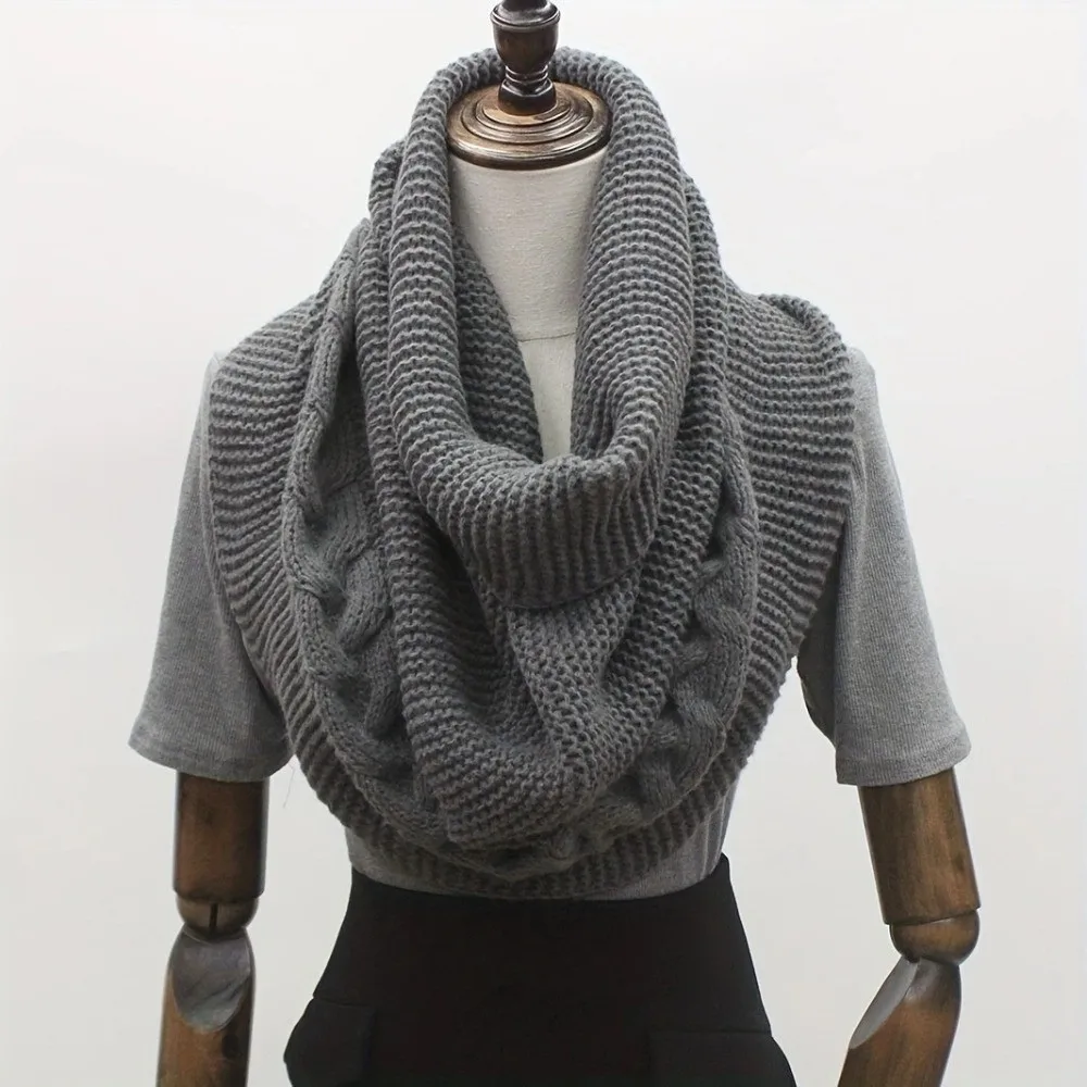 Elegant Multifunctional Turtleneck Loop Scarf 2-in-1 Knit Neck Warmer Solid Color Acrylic Fabric Neck Cover Winter