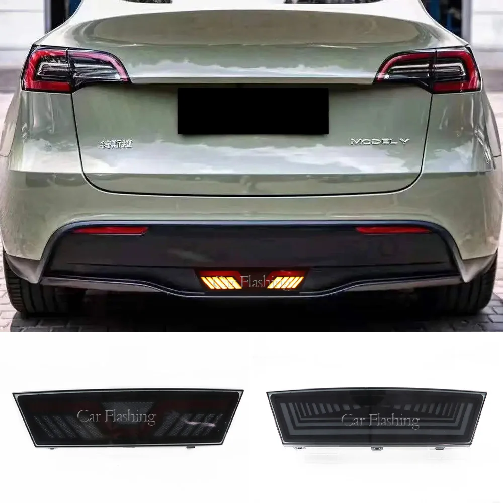 1Pcs LED Bumper Light for Tesla Model Y 2020-2023 Plug And Play Rear Fog Lamp Brake Light with Dynamic Turn Signal Reflector