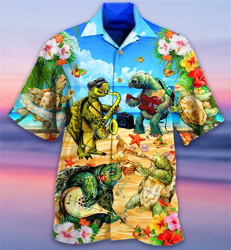 Hawaiian Shirt Animal 3D Shirt Summer Fallow Loose Breathable Men's Short Sleeved Shirt 3D Printed Cuban Collar Men's Clothing