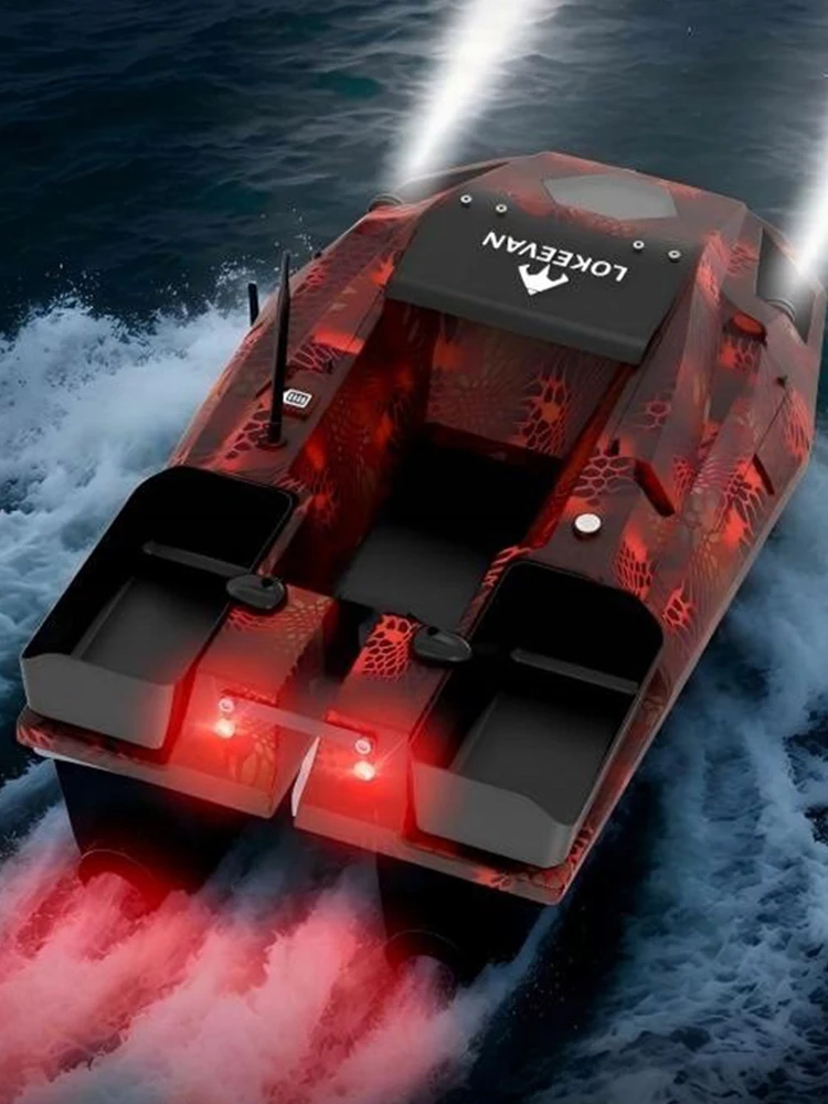 LOKEEVAN GPS-Köderboot mit 100 GPS-Standorten, Fischfinder für Tiefe und Wassertemperatur, automatische Rückkehr mit großem Köderbehälter, 2,5 kg Ladekapazität, 15600x2 mAh Köderboot mit 600 m
