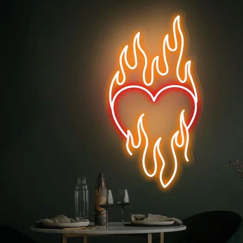 

Burning Flame Fire Art Neon Sign Design Custom for Room Wall Hang Decor Decoration Fire Neon Personalise Led Light Night Lamp