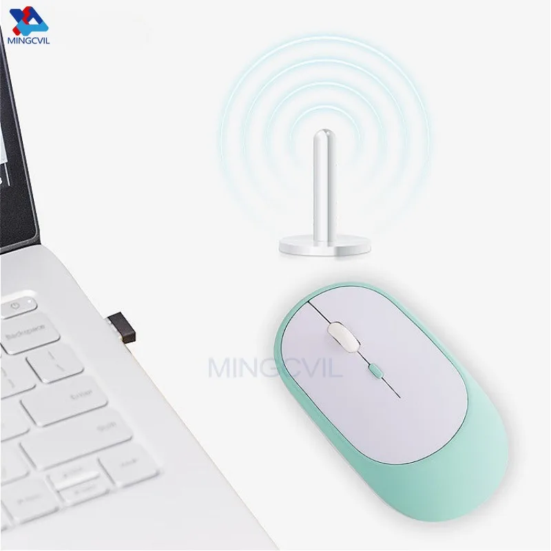 MINGCVIL ماوس لاسلكي بلوتوث وأوضاع مزدوجة 2.4 جيجا هرتز قابلة لإعادة الشحن RGB مريح صامت انقر لأجهزة الكمبيوتر المحمول والكمبيوتر المحمول iPad والهاتف الخليوي