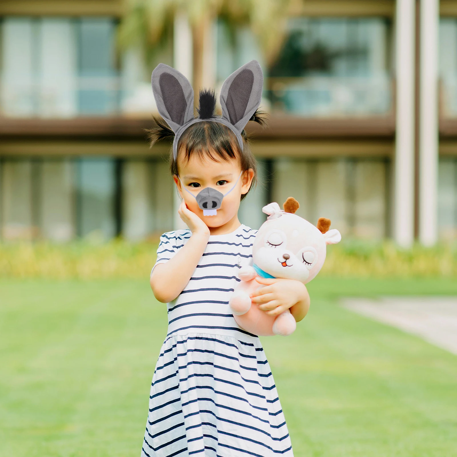 

Donkey Costume Props Set Donkey Ear Headband Bowtie Nose Tail Hair Accessories for Adult Baby Halloween Party Cosplay