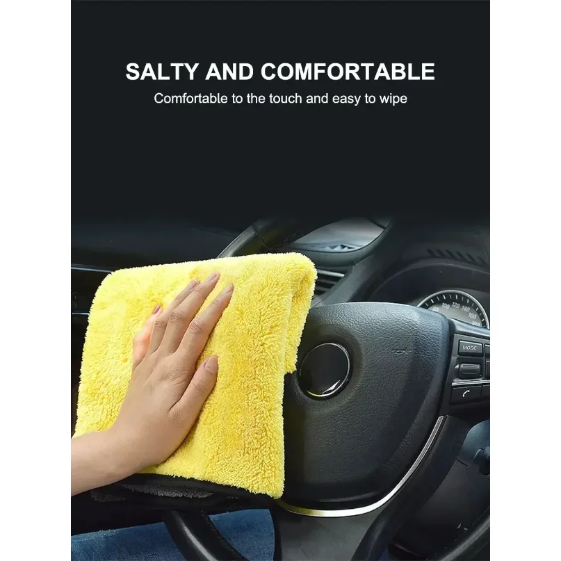 Upgraded Thickened Microfiber Car Wash Towel, Double-Sided Coral Velvet Cleaning Cloth, High Water Absorption Drying Towel