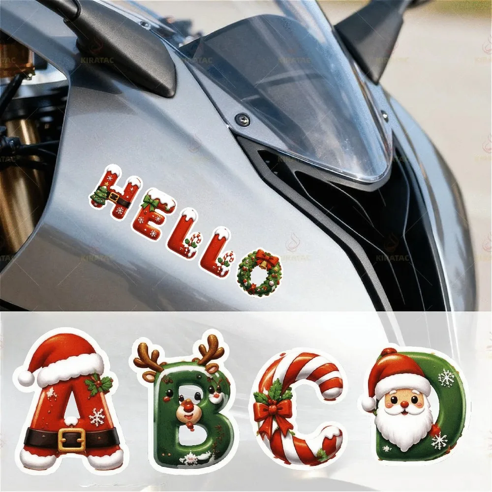 1pc Christmas Letter A-Z Vinyl Car Sticker Waterproof Candy Cane Tree Hat Decal for Motorcycle Car