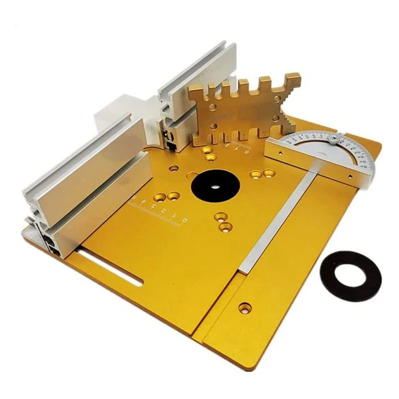 

Upgrade Aluminium Router Table Insert Plate W/Miter Gauge And Tenon Gauge And Fence For Workbenches Wood Router Trimmer