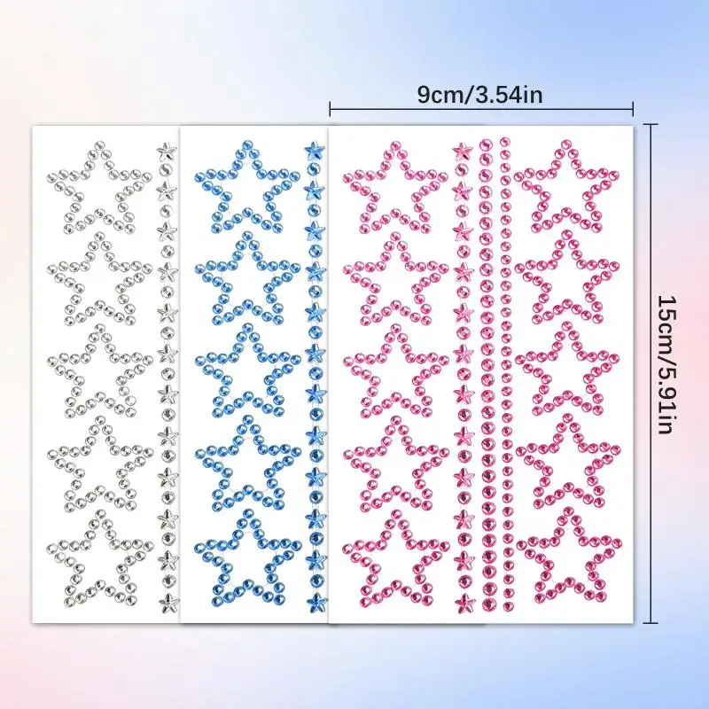 1Pcs Stage Face Makeup Glitter Adhesive Patches 3D Illusion Aurora Butterfly Heart Gem Crystal Diamond Stickers