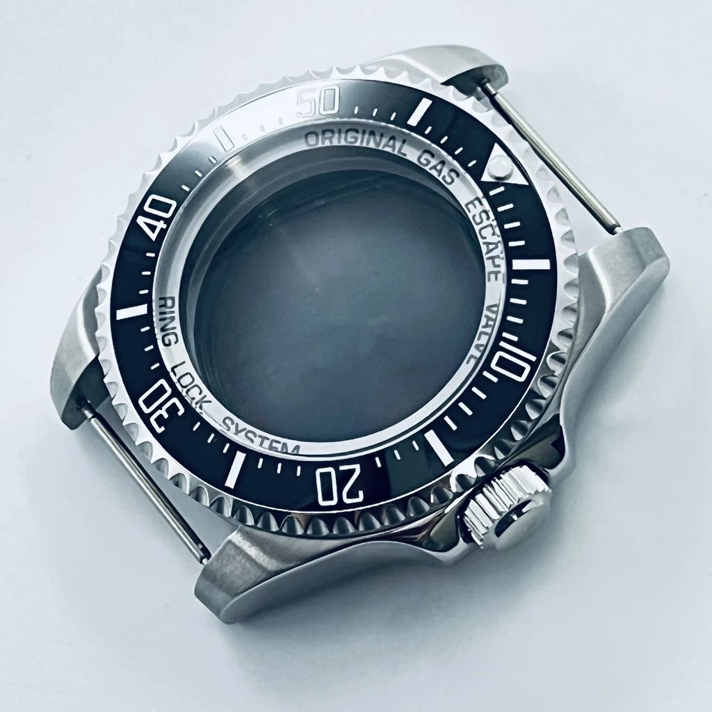 High Quality 44mm SEA Stainless Steel Watch Case Ceramic Bezel Sapphire Glass Fit NH34 NH35 NH36 NH38 NH39 NH70 NH72 Movement