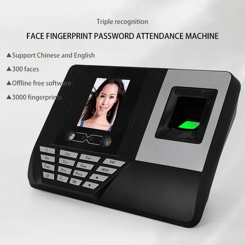 Biometric Face Fingerprint Time Attendance Time Clock Attendance Machine U Disc Recorder Employee Checking-in Recorder