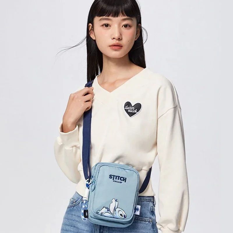 Disney Stitch Shoulder Bag for Women Girls Crossbody Bag Cute Cartoon Side Bags Nylon Handbag Designer Luxury Purses