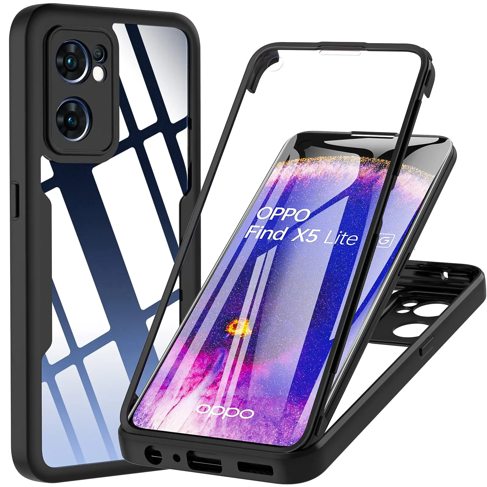 360 Degree Phone Case For OPPO A96 A76 A74 5G A94 A93 A54S A53 A16 A15 A52 A72 Find X5 Reno5 Lite A5 A9 2020 Screen Protector