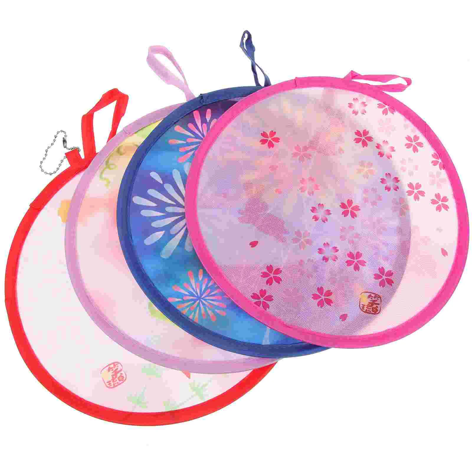 Handheld Foldable Fan Traditional Style Round Vintage Slow Rebound Memory Steel Wire Child