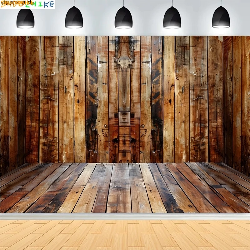 

Beautiful Smooth Wooden Floor Photography Backdrops Wiht Leaf Shadow Interior Decorative Plank Walls Photo Background VF-04