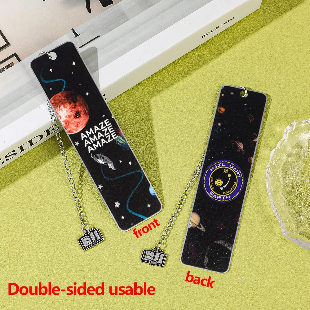 Rescue Plan Space Badge Creative Metal Bookmark, double-sided, suitable for deep space hardcore science fiction fans, with book