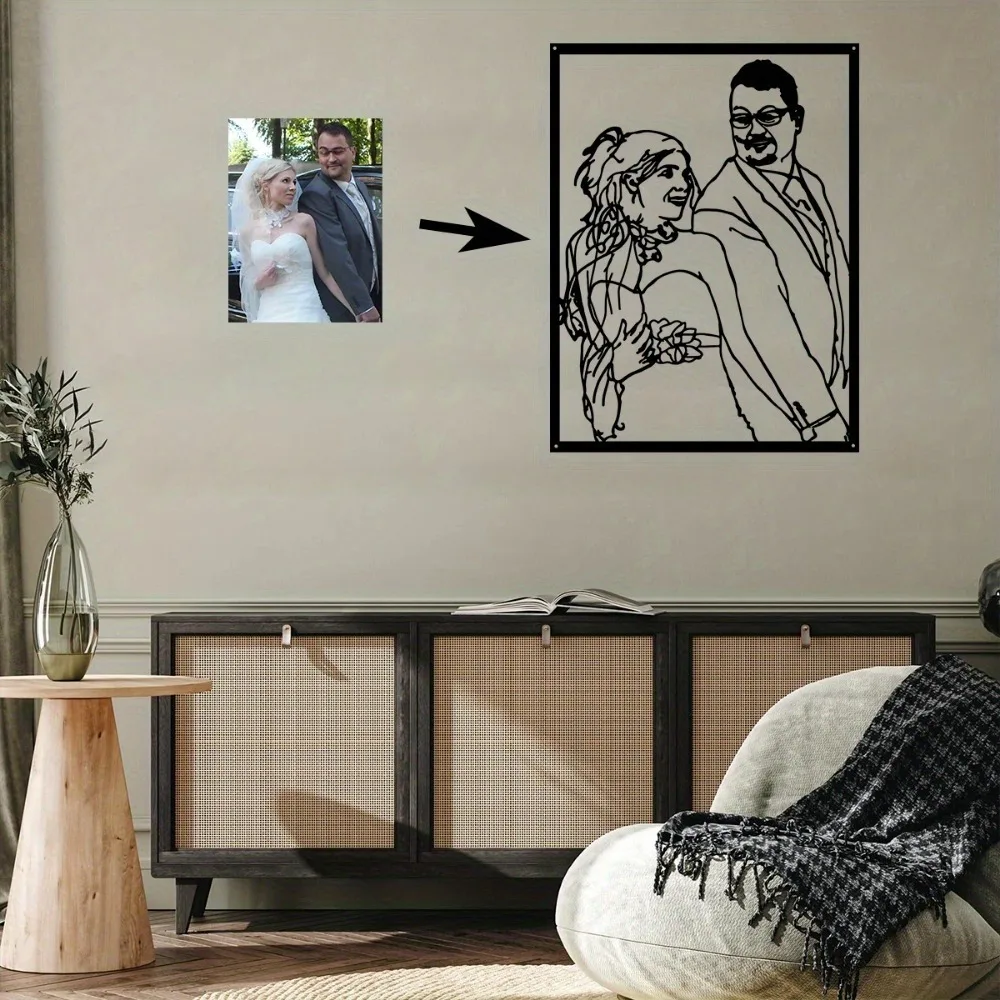 1 pc Customizable Metal Handicrafts: Skillfully Turn Family Portraits Into Stylish Metal Frames. Ideal Splendid Festival Gifts &