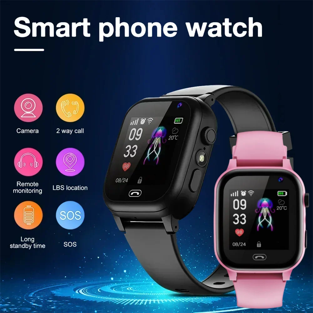 Sport Smart Watch para Crianças, Relógios Eletrônicos, Chamada Telefônica SOS, Localização SIM Card, Foto da Câmera, Despertador para Meninos e Meninas, Presente Infantil