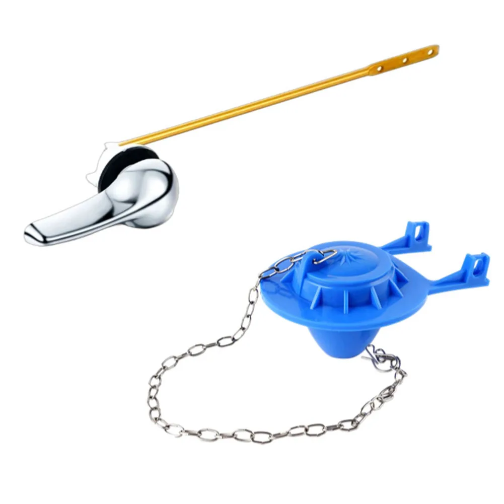 Elegant Electroplated ABS Toilet Flush Handle & PVC Flapper Set - Long-lasting Toilet Flapper Stopper Water Saving Flappers