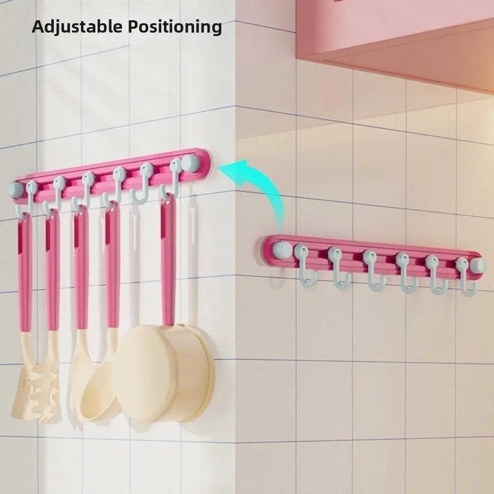 Plastic Suction Cup Hooks Dopamine Candy Color Waterproof Towel 6 Head Hooks Non-Marking Moisture-proof Kitchen Storage Hooks