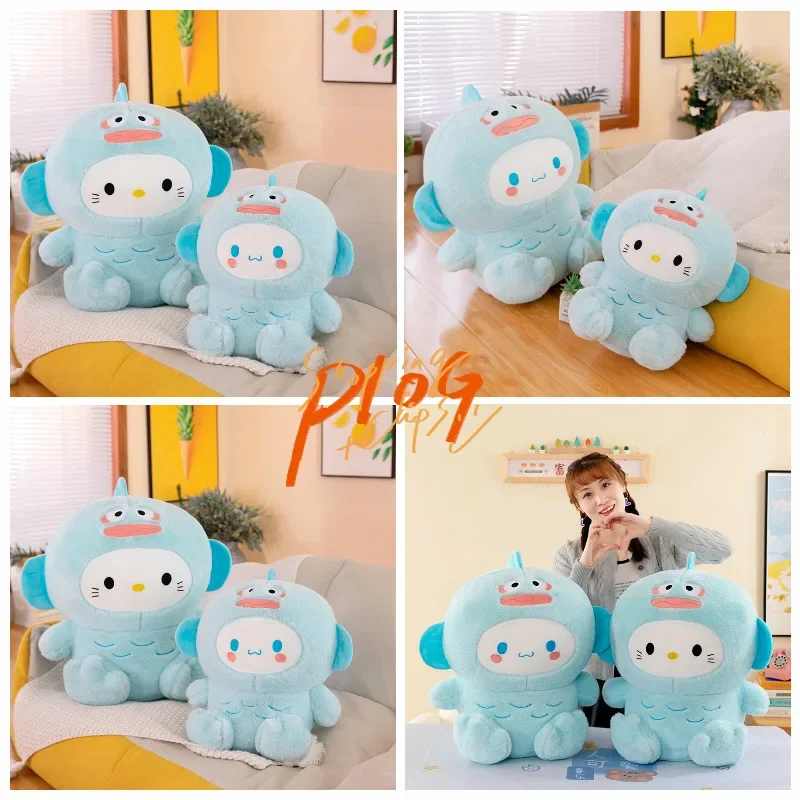 Sanrio Hangyodon-muñeco de peluche de Hello Kitty, muñeco de transformación, Cinnamoroll, Hello Kitty, almohada de peluche, juguete Kawaii, Hangyodon, regalo para niñas