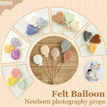 Noworodek sesja zdjęciowa rekwizyty ręcznie robione Macaron kolorowe wełniane balony filcowe kreatywna miłość balon Studio akcesoria fotograficzne dla dzieci