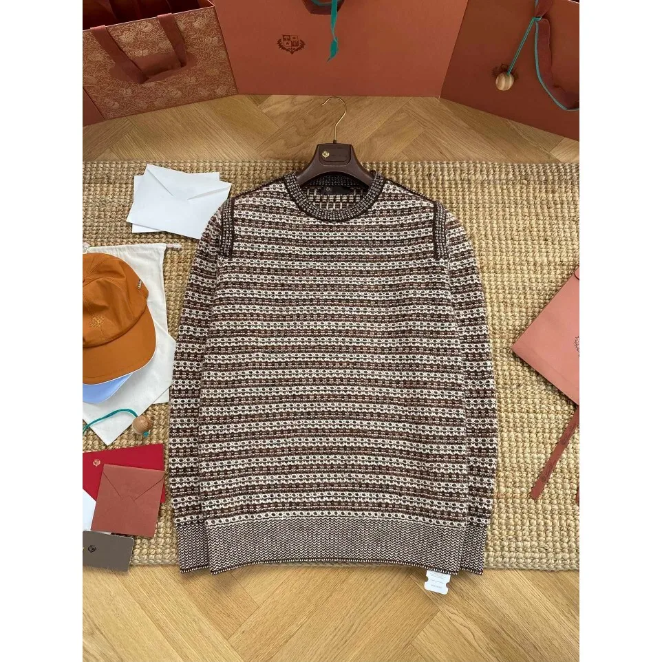 

Мужской свитер Loro из высококачественной смесовой пряжи с длинным рукавом, мягкий хлопок, приятный к телу, комфортный как облако, трикотаж M-размера