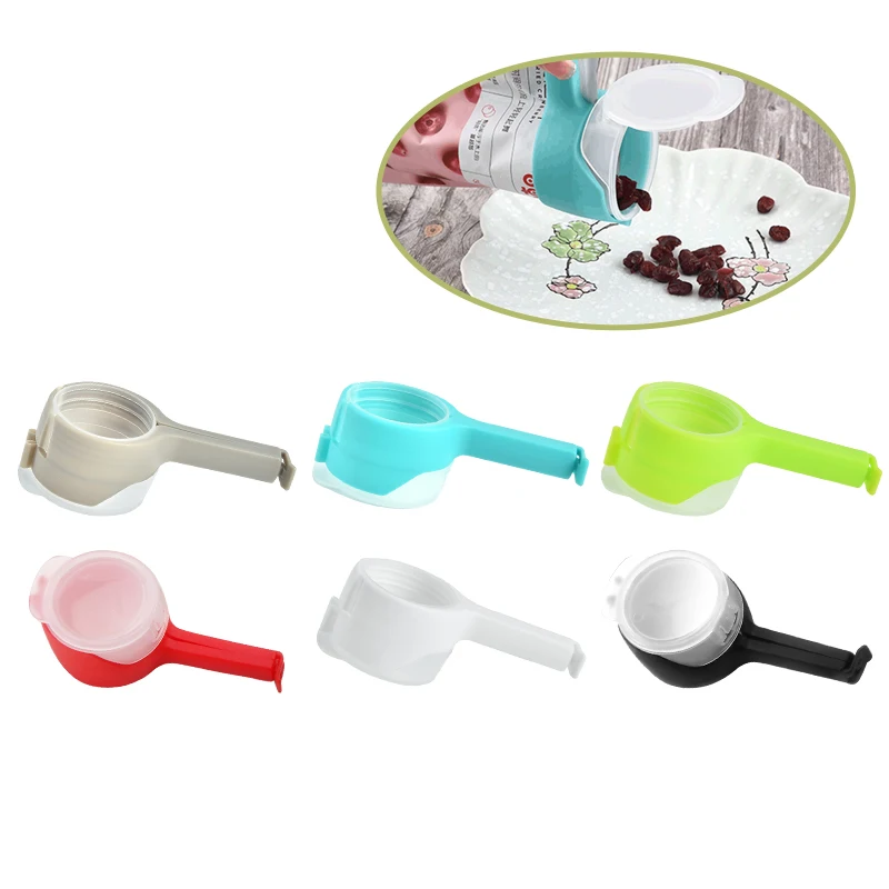 6Pcs Snack Sealing Clip Fresh Keeping Sealer Clamp Plastic Food Saver Travel Kitchen Gadgets Seal Pour Food Storage Bag Cap Clip