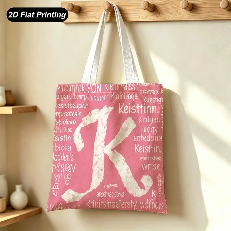 Tote Bag Women's Handbag Pink background Tote Bag  with artistic letter print Large Capacity Adapted shopping Daily Commute