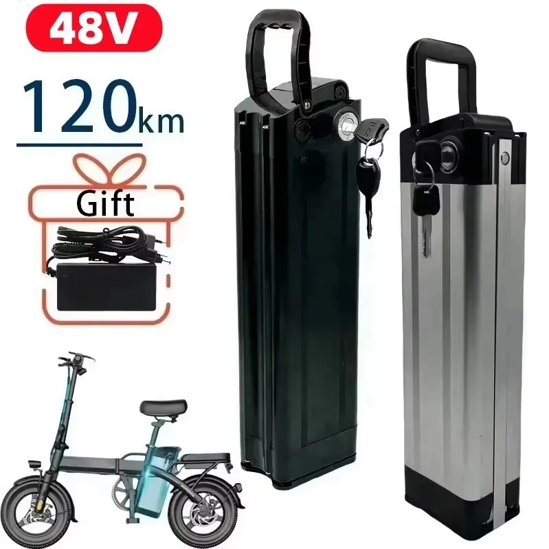 48V 40ah-60ah Lithium Battery Pack Silver Fish Battery 1000w Lithium-ion Electric Bicycle Folding Bike 48V Charger Included