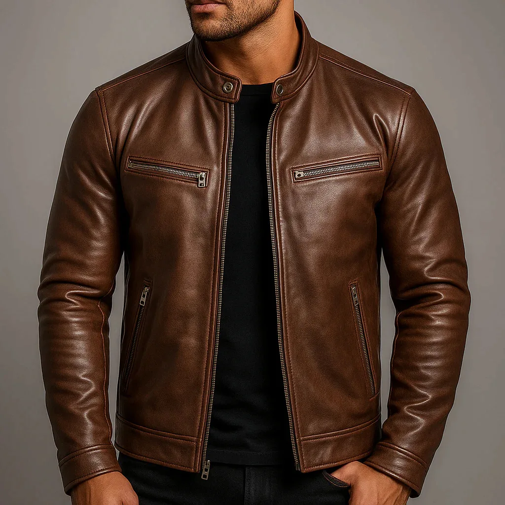New Men's European American Winter Motorcycle Faux Leather Jacket, Slim Fit Thick Warm Biker Coat Men Fashion Street Outerwear
