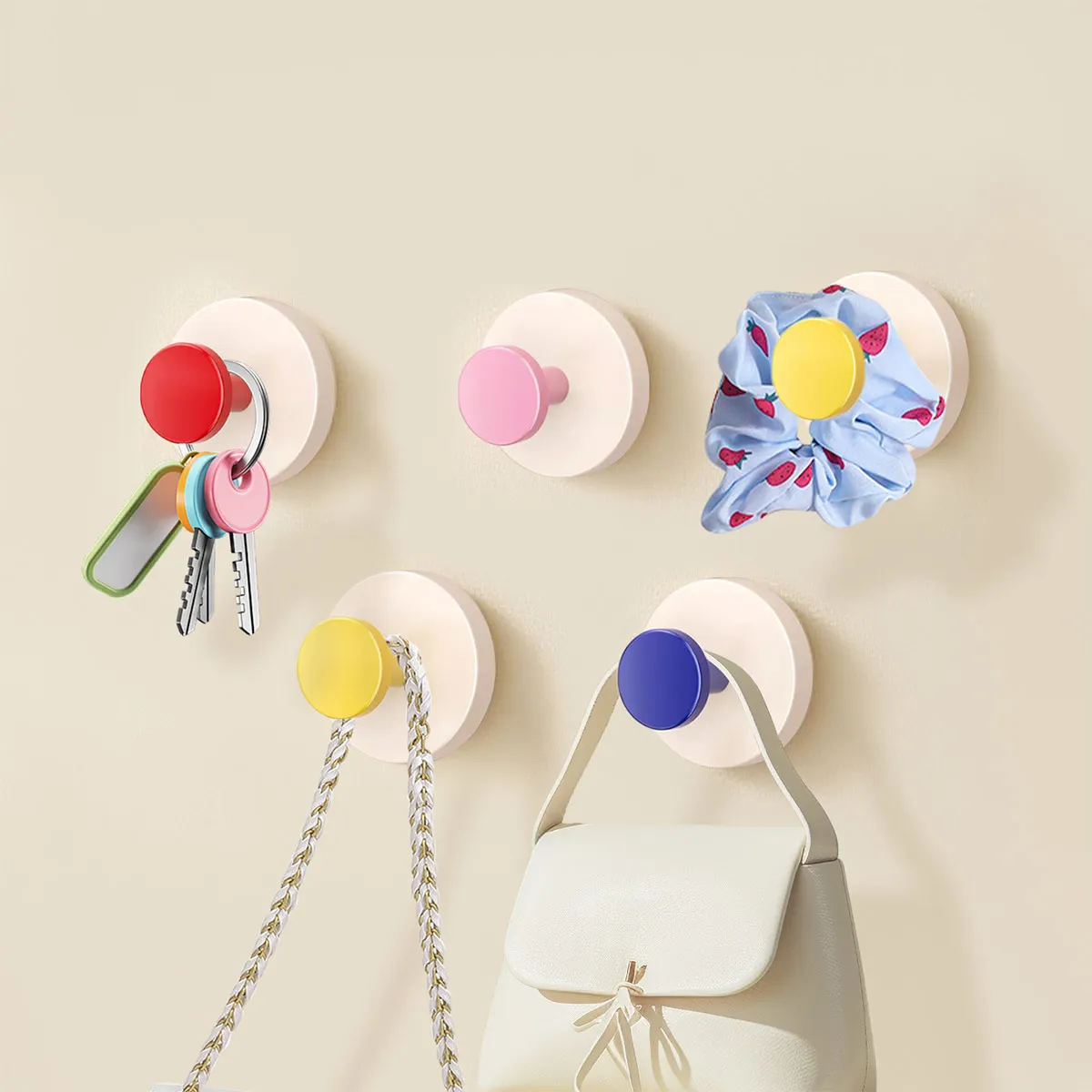 Colorful Strong Suction Cup Hook, No Punching Bathroom Kitchen Hook - Movable, Suitable for Keys, Towels, Bags, Dolls
