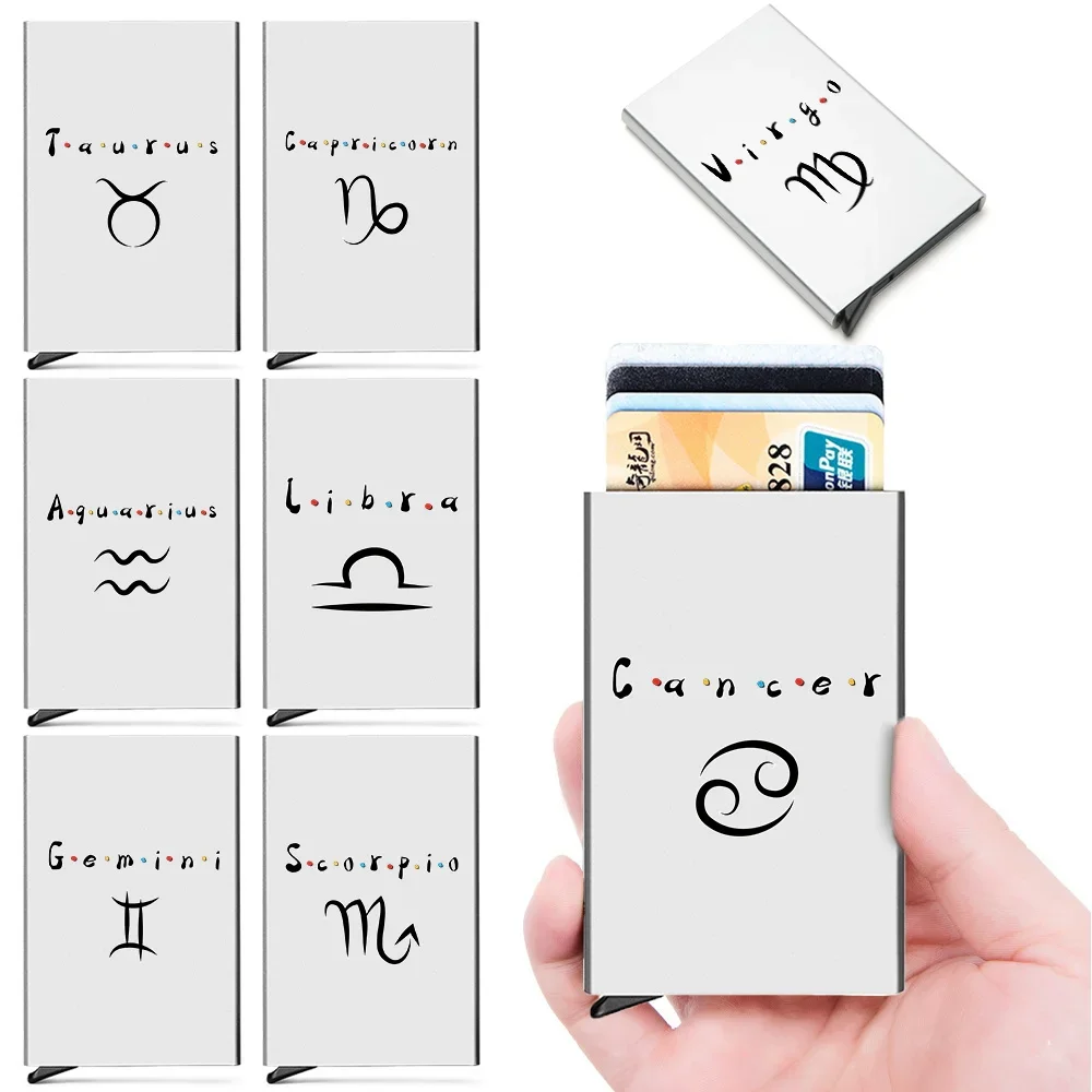 

Mini ID Credit Men's Card Holder Cute Constellation Print Brand Luxury Wallet Anti Rfid Blocking Protected Magic Slim Money Case