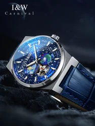 I&W CARNIVAL Luxury MIYOTA Movement Mechanical Watches Sapphire Luminous Small Seconds Watch Automatic 50m Waterproof Mens Watch